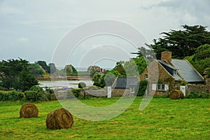 From the Island of Brehat, Brittany. Ile de Brehat, France Coastal landscape at picturesque Ile de Brehat photo