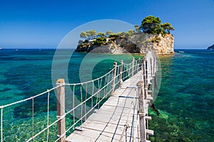 Island bridge over sea photo