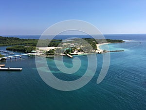 Island on Caribbean Sea Aerial View