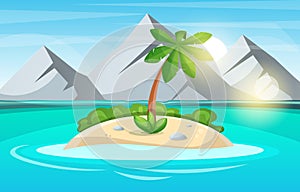 Island cartoon. Sea and sun.