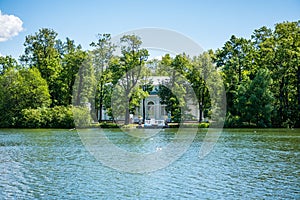 The island at the center of the Great Pond,The Catherine Palace , a Rococo palace, the summer residence of the Russian tsars. St. photo