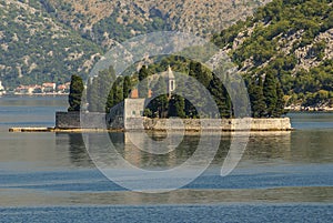 Island church in perast kotor bay montenegro