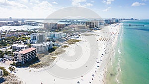 Island Clearwater Beach FL. Ocean or shore Gulf of Mexico. Spring break or Summer vacations in Florida. Hotels, restaurants and Re