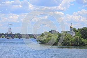 Island with cloister on the river Dniepr in