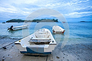 The island, the cloud and the blue sky, beautiful view of Iboih Beach, in Sabang, Indonesia