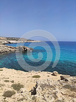 Island of Cyprus. The rocky coastline of Cyprus photo