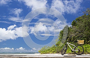 The island of dreams. Bicycle on moorage. photo