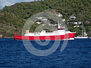 An island ferry arriving at port elizabeth, bequia