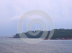 Island with Forest, Cloudy Sky, Sea, and Stormy Climate - Ross Netaji Subhash Chandra Bose Island, Andaman Nicobar, India