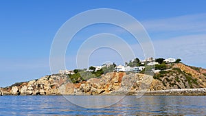 Island with houses background