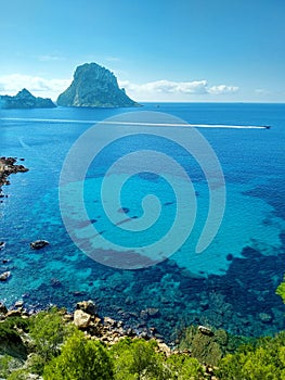 The island of ibiza with sea view. cala d`hort and Es Vedra