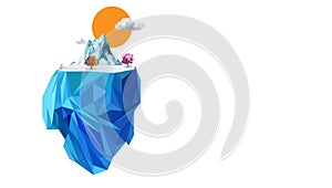 Island Iceberg mountain low poly modelling low poly vector background