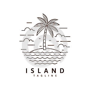 Island illustration monoline or line art style