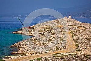 Island of Krk stone desert strand and Silo lighthouse view