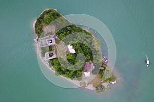 Island on Lake de Gruyere, Switzerland