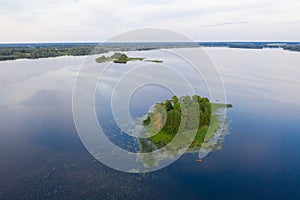 Island on Lake Vrevo, Leningrad Region, Russia. Northern nature of Russia. Travels