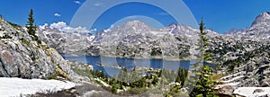 Island Lake in the Wind River Range, Rocky Mountains, Wyoming, views from backpacking hiking trail to Titcomb Basin from Elkhart P