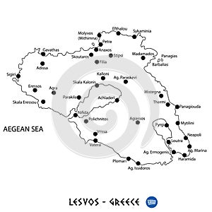 Island of Lesvos in Greece map on white background