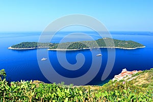 Island Lokrum near Dubrovnik, travel destination on Adriatic sea, Croatia
