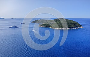 Island Lokrum panorama drone shot