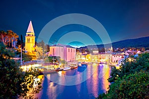 Island of Losinj. Town of Veli Losinj bay evening view