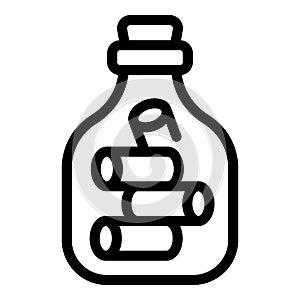 Island message bottle icon outline vector. Mail lost