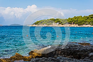 Island Murter turquoise lagoon beach, Dalmatia, Croatia