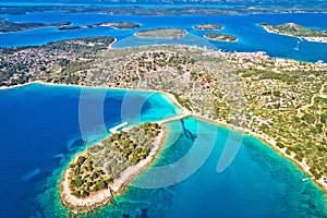 Island of Murter turquoise lagoon beach Podvrske aerial view