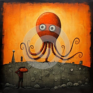 The Island Of Orange Octopus: A Merging Of Artistic Styles