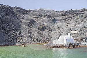 Island Palea Kameni and hot mineral springs, Santorini