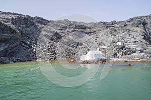 Island Palea Kameni and hot mineral springs, Santorini