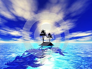 Island palm trees ocean