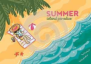 Island paradise banner illustration