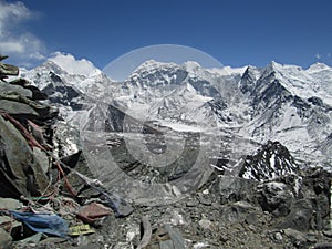 Island Peak and frozen lake Imja Tsho, photo