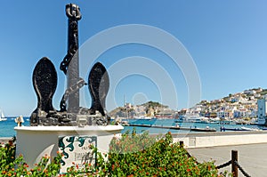 Island of Ponza, Italy. August 16th, 2017. Via Dante Alighieri, monument dedicated to the innocent victims of all wars. In the