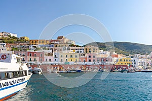 Island of Ponza, Italy. August 16th, 2017. Generic view on the dock near the port, with boats and fishing boats