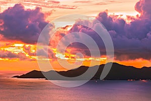 Island Praslin Seychelles at sunset