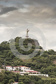 Statue of Cristo de La Misericordia above San Juan del Sur Nicaragua photo