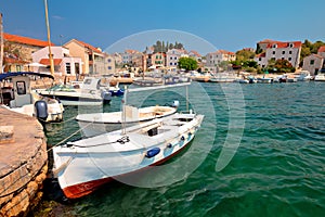 Island of Prvic turquoise harbor and waterfront view in Sepurine village