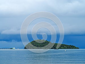 The island with rainy cloud coming at Koh yao