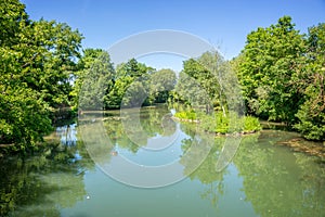 Island on the river Marne, named The little Venice of the Val de Marne near Paris and Creteil France