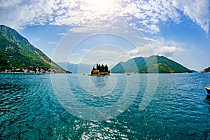 Island of Saint George is one of the two islets off the coast of Perast in Bay of Kotor, Montenegro