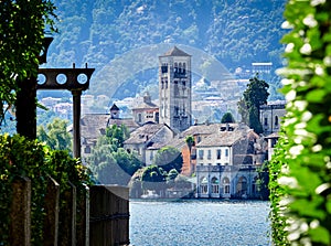 The island of San Giulio by the Italian lake - lago d`Orta, Piemonte, Italy.