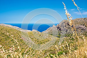 Island scenery, seascape of Mallorca Spain. Idyllic coastline of Majorca, Mediterranean Sea on sunny day