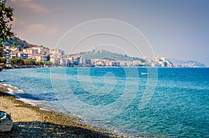 Island Shoreline With Blue Sea And Sky