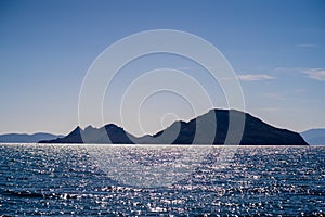 Island silhouette. Catalada (Volo) is a Turkish island located in the Aegean Sea photo
