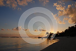 Island silhouette at sunset