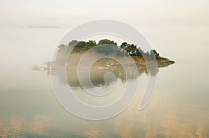 Island. small island. morning on the archipelago