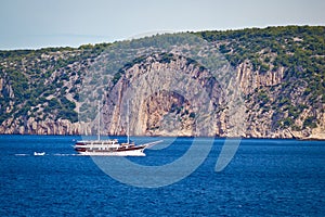 Island of Solta cliffs boat cruising