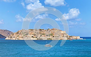 The island Spinalonga with defensive Venetian fortress 1579, Crete, Greece